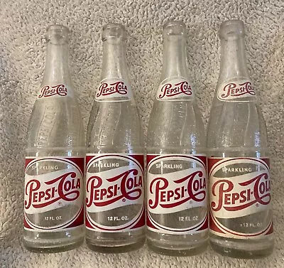 Vintage Sparkling Pepsi Cola Glass Soda Pop Bottles 12oz Lot Of 4 MO. KS. IA. • $59.99