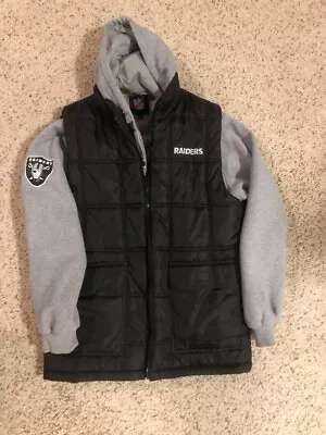 NFL Oakland Raiders Hoodie & Zipper Vest  Black/Gray Size Medium Adult • $29