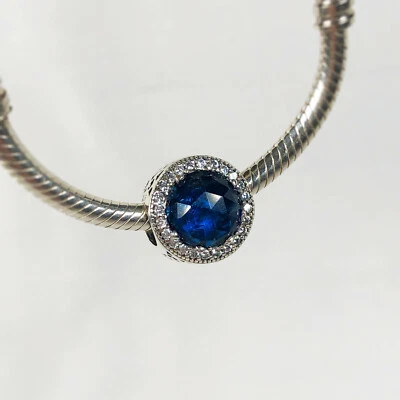 £23.90 • Buy PANDORA Radiant Hearts Sapphire Crystal & Clear CZ Silver Charm- 796239NCB