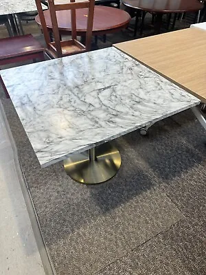 36 X36 X29 H Square Conference Restaurant Table In White/Gray Marble Top / NEW • $475
