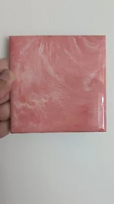 35 Plastic Pink Salmon Swirl Wilson Lockback Wall Tiles 50s-60s NOS 4 1/2  4.5  • $14.98