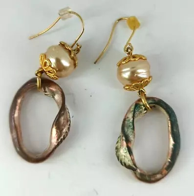 Vintage: Classic Gold Toned Earrings W/ Pearls *See Pics • $7.17