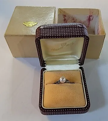 Vintage Mikimoto Pearl Silver ESTATE 6.5ish RING In Original Box • $199