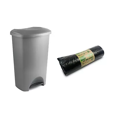 Addis Everyday Family Pedal Bin 50L Metallic Grey With 20 Liners 518599ebay • £19.99