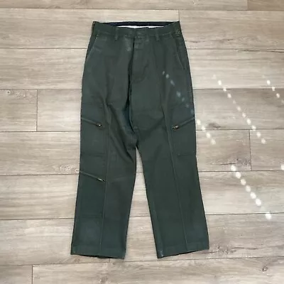 Vintage Military Style Green Pleated Chino Pants Pockets Size 31x29.5 (Read) VTG • $69.97