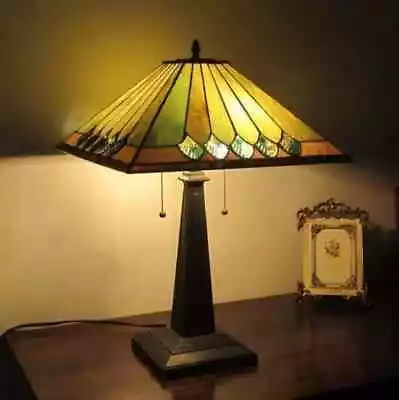22 Tiffany Style Stained Glass Mission Dark Bronze Finish Table Desk Lamp Accent • $184.90