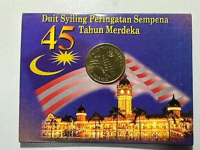Malaysia 2002 $1 45th Independent (Merdeka) BU Coin Card Combine Shipping • $25