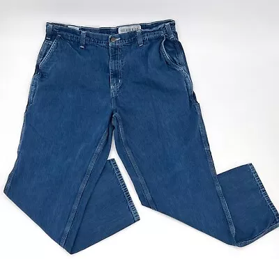 Carhartt Jeans Means 38 Blue Dungaree Fit Straight Leg Mid Rise Work Outdoor • $26.99