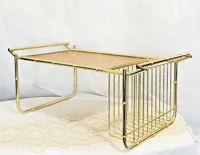 Vintage Brass Faux Bamboo Breakfast In Bed Tray Mid Century MCM Cane Gold • $155