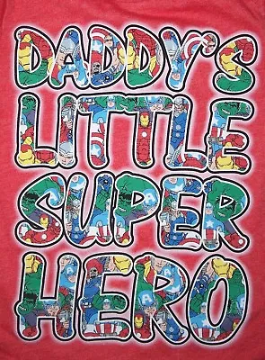 Boys T Shirt Daddy's Little Super Hero Age 1 2 3 4 Years Marvel Avengers Top NEW • £3.45
