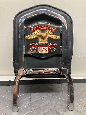 Vintage Harley Davidson Sissy Bar Backrest W/ Gold Eagle Emblem On Back • $70