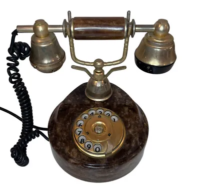 Vintage Onix Marble Rotary Telephone 18K Gold Plated Italy - Movie/Theater Prop • $74.95