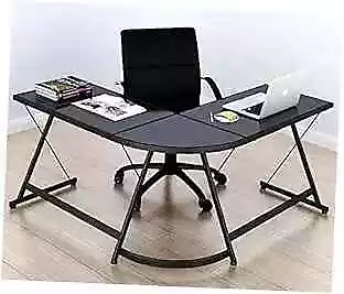  Gaming Desk Computer L-Shape Corner Studio Table Black Glass Top  • $114.24