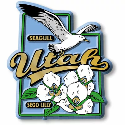 Utah State Bird And Flower Map Magnet By Classic Magnets • $6.99