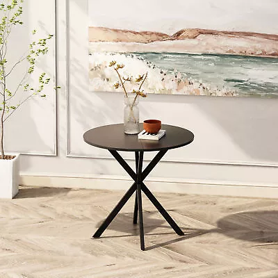 31.5'' Modern Round Dining Table With Crossed Legs Black Occasional Table • $117.90