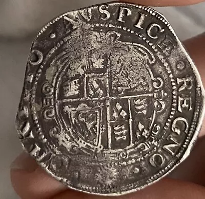 Charles I (1st) Silver Hammered Half Crown Sun MM Tower Mint Clipped Coin • £300