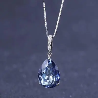 10.68Ct Natural Iolite Blue Mystic Quartz 925 Sterling Silver Pendant Necklace • $49.97