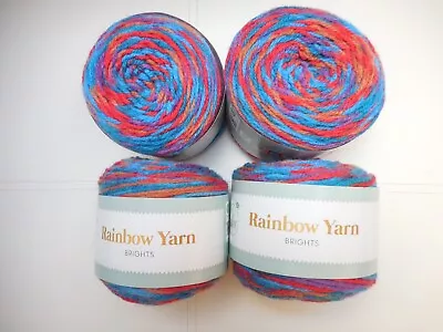 So Crafty Rainbow Yarn Brights 4 X 100g Balls 400g Red Blue Knitting 20% Wool • £14.99