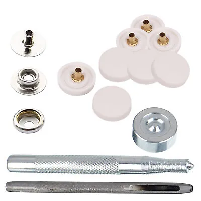 15mm Snap Buttons W/o Hand Tool Press Studs Plastic Cap With Metal Back Snaps • $16.49