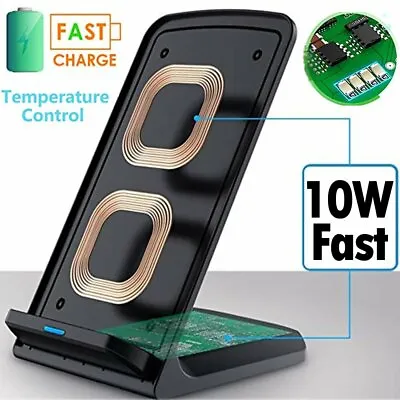 $14.99 • Buy 10W Fast Wireless Charger Stand Qi Charging Dock For Samsung S8 S9 S10 S20 Plus