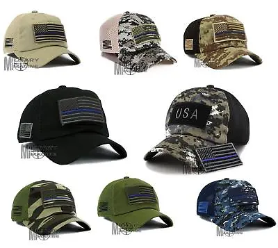 Thin Blue Line Flag Cap American Hat Detachable Patch Police Law Enforcement • $14.99