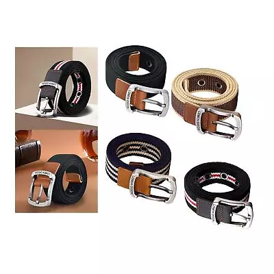 Canvas Belt Alloy Pin Buckle Fabric Woven Waistband Jeans Sports Youth • £6.18
