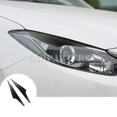 2X For Mazda 3 Mazda3 Carbon Fiber Headlight Eyebrow Eyelid Cover Trim 2014-2018 • $39.92