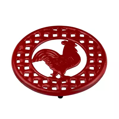 $10.39 • Buy Rooster Cast Iron Trivet In Red