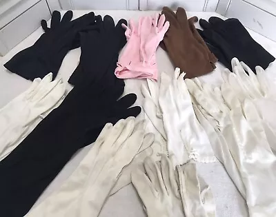 Estate Lot 12 Pair Vintage Ladies Dress Gloves Suede And Fabric Assorted Colors • $4.99