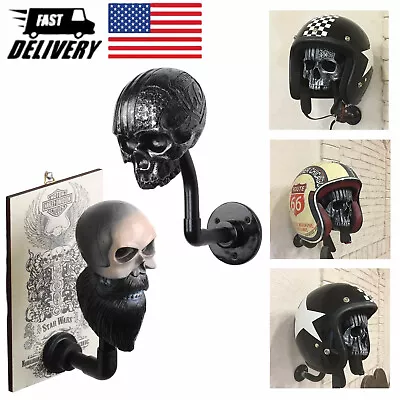 Motorcycle Skull Helmet Holder Wall Mount Rack & Jacket Hanger Hook Hanger 1pcs • $24.99