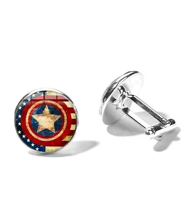 £3.99 • Buy Silver Captain America Cufflinks Novelty Business Wedding Gift Comic Party
