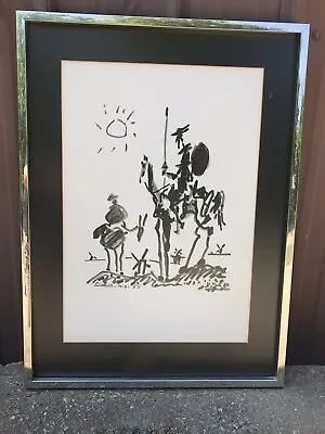 LARGE VINTAGE PABLO PICASSO Don Quixote Sancho Panza De Mancha Ink Print Litho • $595
