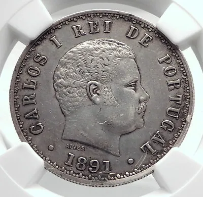 $318.80 • Buy 1891 PORTUGAL King Carlos I Silver 500 Reis Genuine Portuguese Coin NGC I79892