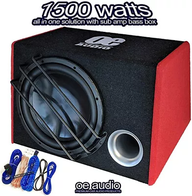 12 Inch Built Amp Active Amplified 1500 Watts Bass Box Car Audio Sub Woofer Best • £149.99