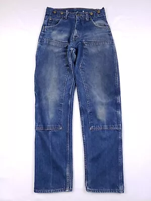 VTG Prison Blues Prsn Blu Double Knee Mens 30x33.5 Denim Blue Jeans Made In USA • $39.87