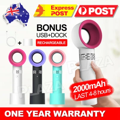 $13.95 • Buy NEW 360° Mute Portable Bladeless Hand Held Mini No Leaf Handy Fan USB Cooler AU