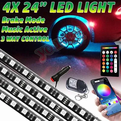 $52.24 • Buy 4X 24  RGB Wheel Well LED Light Custom Neon Accent Strip Rim Tire Bluetooth APP