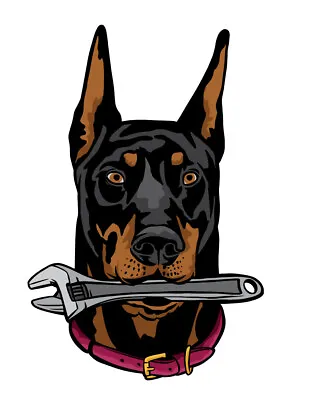 £2.76 • Buy 3” Doberman Sticker Work Dog Wrench Home Security Loyal Guard Attack Zeus