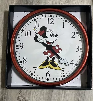 Disney's Wall Hanging Minnie Mouse Clock Shiney Red Trim Analog Battery Operated • $27