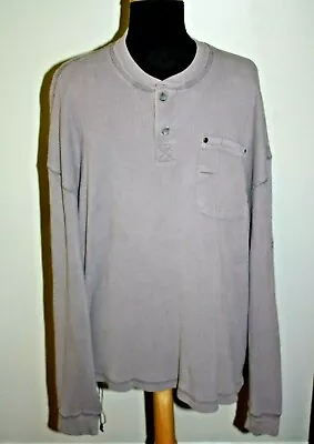 Vtg. Cabellas Mid Weight Gray Thermal Shirt Pocket 1/4 Button Henley Men's 2XL • $14.95