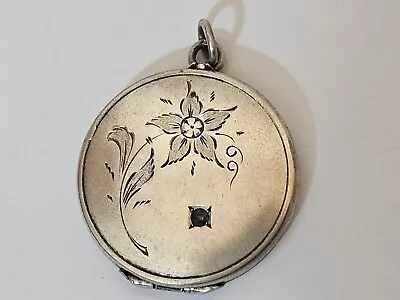 Antique Sterling Silver Photo Picture Locket Fob For Pocket Watch Chain ! (BR27) • $48