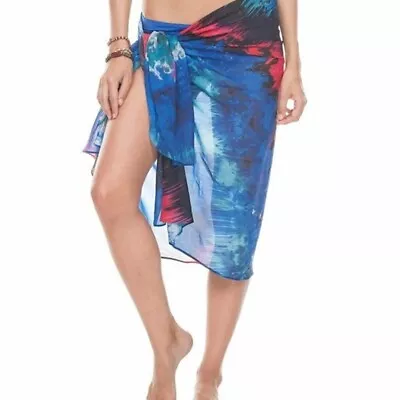 $110 A. Che Cover Up PAREO Blue Multi Terranea Print Designer One Size • $29.99