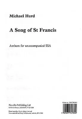 A Song Of Saint Francis SSA Michael Hurd • $14