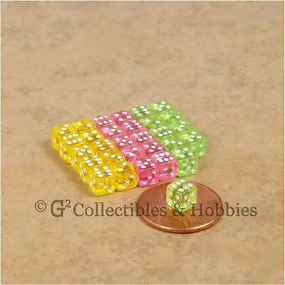 NEW 5mm Deluxe Rounded Edge 30 MINI Dice Set Transparent Lime Green Yellow Pink • $8.99