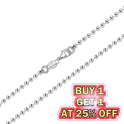 925 Silver Plated Beads Chain Necklace W/ Lobster Lock Men's Women's Gift 16-24  • $1.95