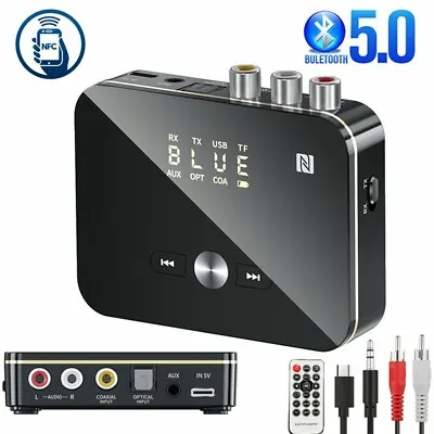 USB Bluetooth 5.0 Transmitter Receiver Wireless NFC To 2RCA Stereo Audio Adapter • $20.23