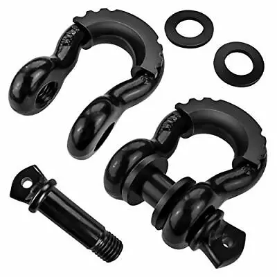 Black 3/4  D Ring Shackles 7/8  Pin Heavy Duty D Ring Clevis Shackle Breaking • $37.34