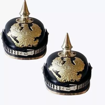 WW1 German Prussian Pickelhaube Brass Accents Imperial Officer Helmet With Spike • $130.89