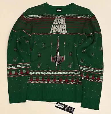 $34.99 • Buy Men's Star Wars X-Wing Starfighter Green Christmas Sweater Large L NEW
