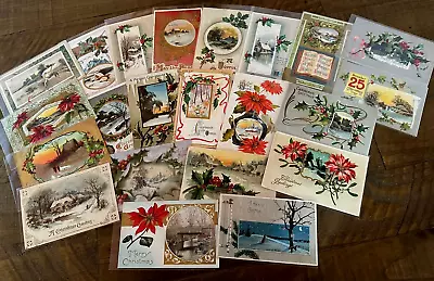 Lot Of 22 Vintage~Christmas Postcards With Winter Snowy & Village Scenes-h491 • $19.95